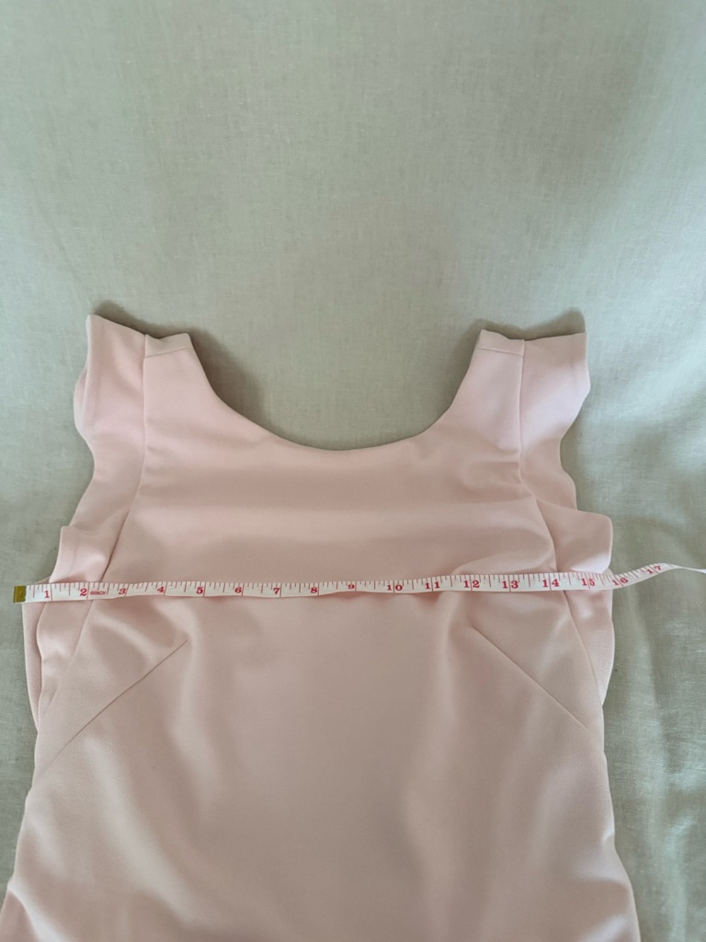 Calvin Klein Blush Pink Sheath Dress | Ruffle Cap Sleeve | Square Back | Lined - Picture 6 of 11